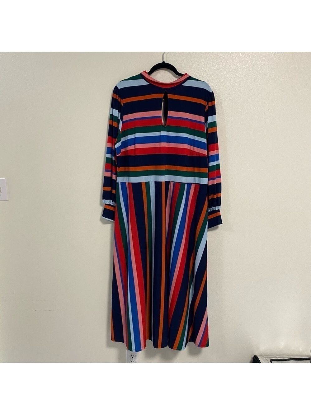Eloquii Dress Women’s Size 22 Multicolor Stripes A-line Dress Puff Sleeves
